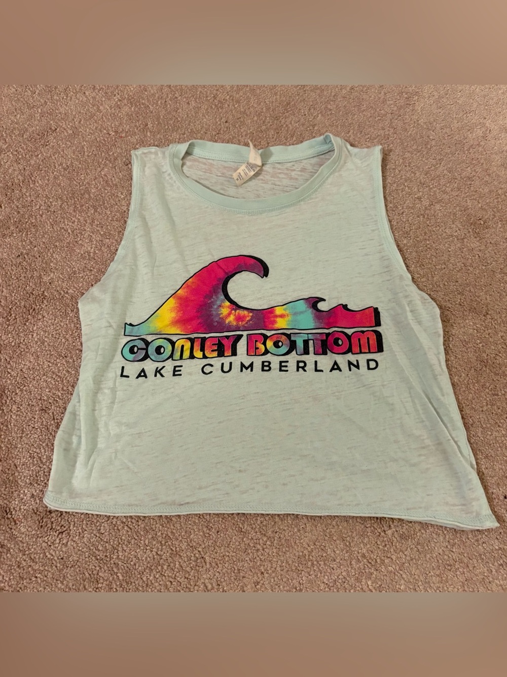 Conley Bottom Lake Cumberland Tie-Dye Wave Tank Top - Mint youth medium